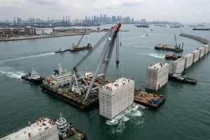 Construyen megamuralla submarina para el puerto automatizado más grande del mundo