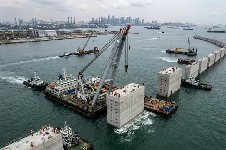 Construyen megamuralla submarina para el puerto automatizado más grande del mundo