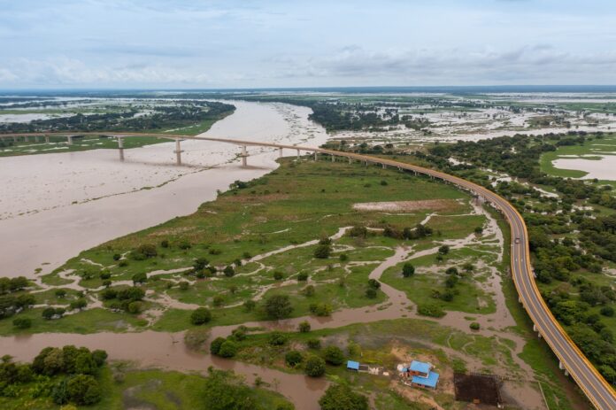 Flooding of the Magdalena river in the Bolivar department. Colombia.
